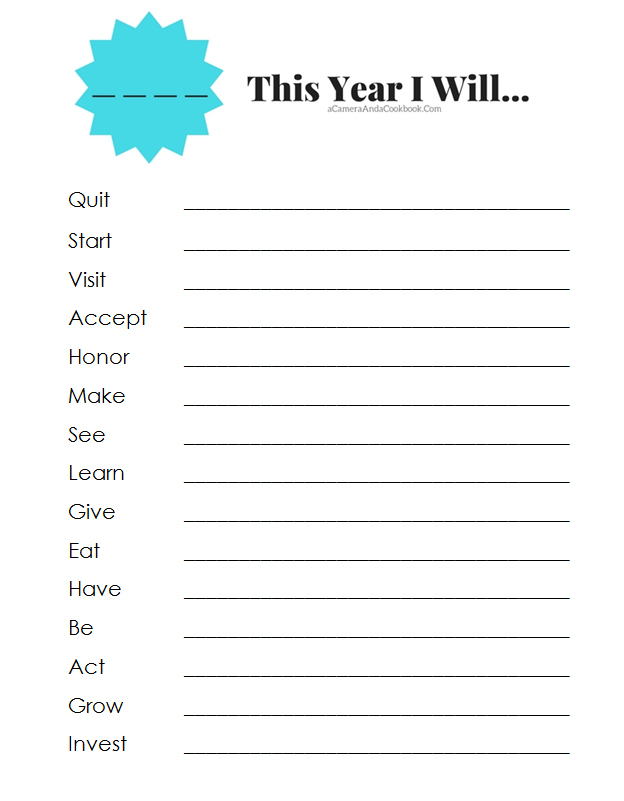 Brainstorming About the New Year - Blank - Planning for New Year - This Year I Will