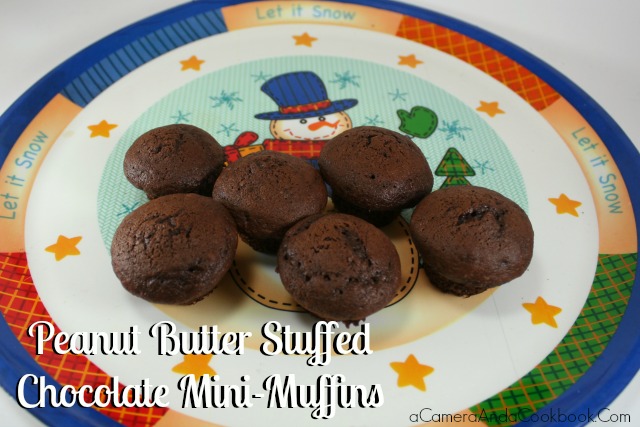 Peanut Butter Stuffed Chocolate Mini Muffins