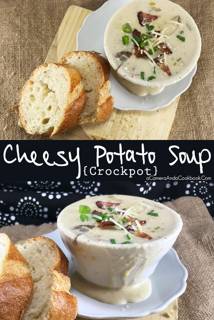 Cheesy Potato Soup {Crockpot} - prepare in the slow cooker and come home to a nice warm meal!