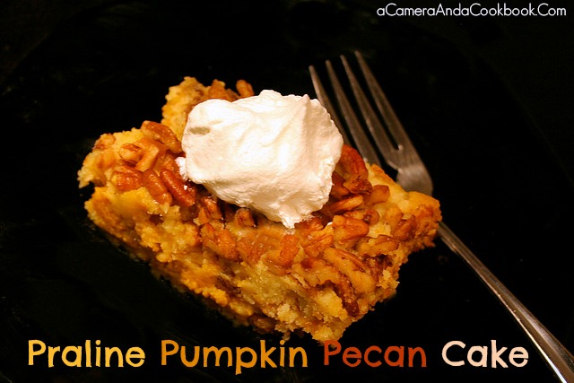 Looking for something different for your Thanksgiving dessert?  This Praline Pumpkin Pecan Cake is a great alternative to the normal pumpkin pie or pecan pie.