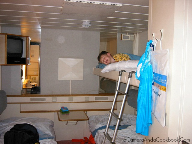 Drew in the enjoying laying up on the pullman on his first cruise